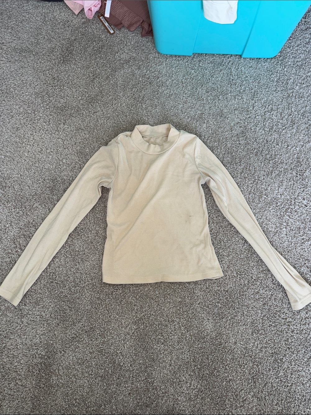 Long Sleeve Mock Neck Top - Cream